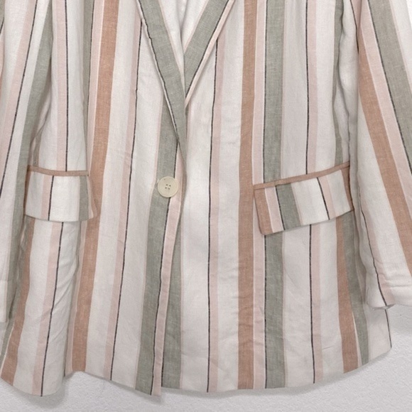 ZARA Striped Lapel Collar Oversized One Button Jacket Blazer Size Medium - Picture 7 of 12